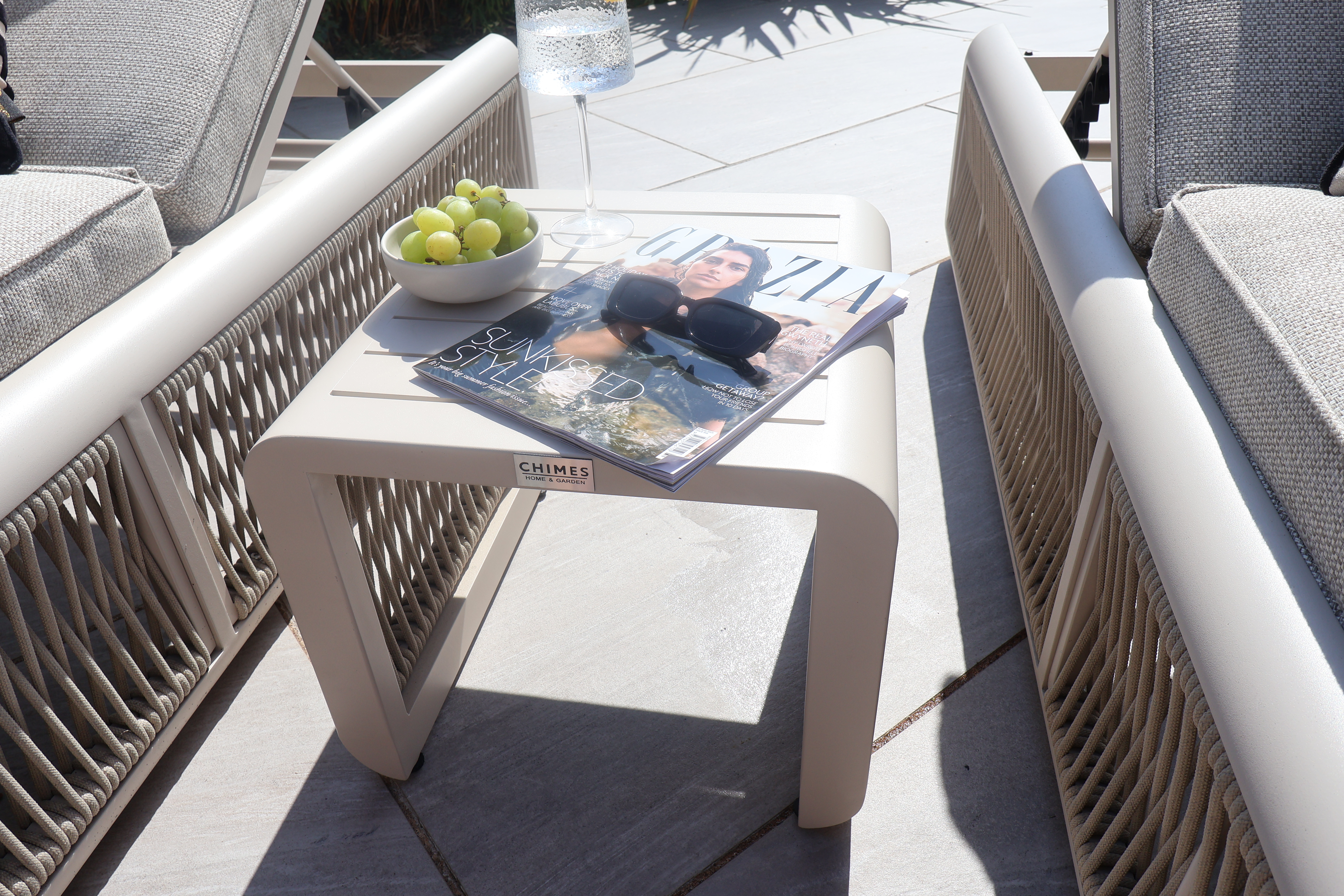 Chimes - Portofino Sun Lounger Set With Coffee Table - Cream
